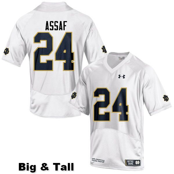 Men's NCAA Notre Dame Fighting Irish #24 Mick Assaf Stitched College Under Armour Authentic White Big & Tall Football Jersey WK10J18DP